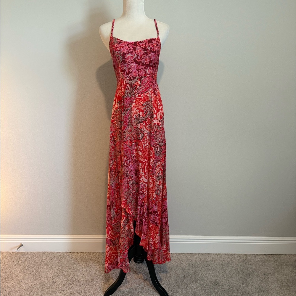 Free People Intimately forever yours smocked slip dress in red floral - Picture 6 of 10